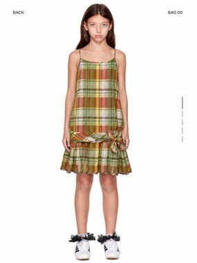 Burberry Kids Plaid Drop Waist Ruffle Dress Red Green Yellow Girls 12 women XS